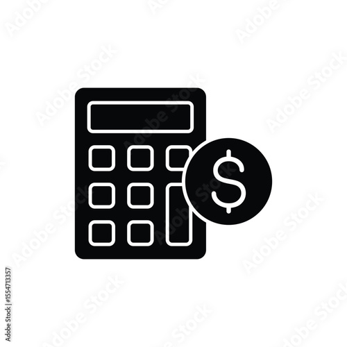 Icon depicting a calculator and dollar coin, symbolizing financial calculations and accounting.