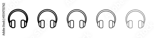 Headphone icon flat simple outline logo