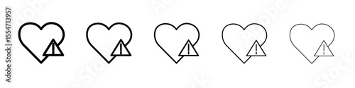 Heart risk icon flat simple outline logo