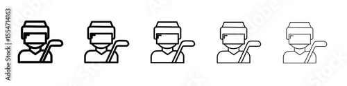 Hockey player icon flat simple outline logo