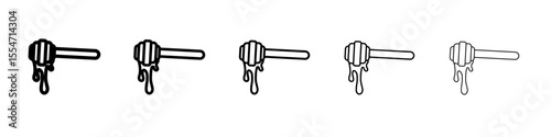honey dipper icon flat simple outline logo