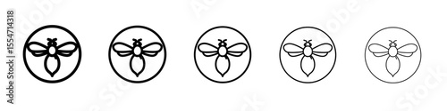 honey Bee icon flat simple outline logo
