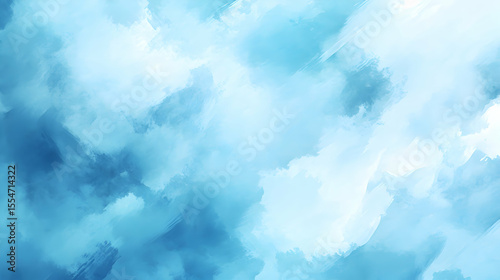 Abstract Blue Sky Watercolor Cloudscape Painting Art Background Texture,