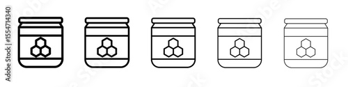 Honey jar icon flat simple outline logo
