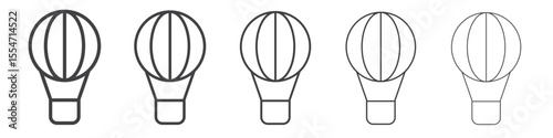 Hot air balloon icon flat simple outline logo