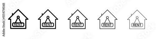 House rent icon flat simple outline logo