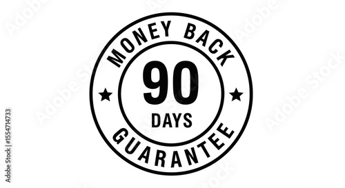 Black and White 90-Day Money Back Guarantee Stamp