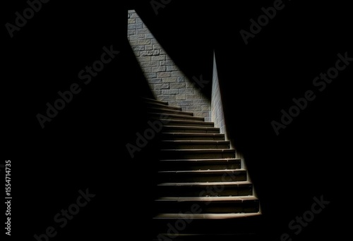 Dark, shadowy staircase descending into darkness,   art,  spooky