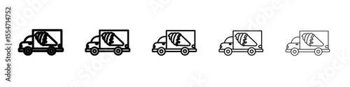 Ice cream van icon flat simple outline logo