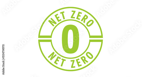 Green Net Zero Circular Symbol with Horizontal Lines and Text on White