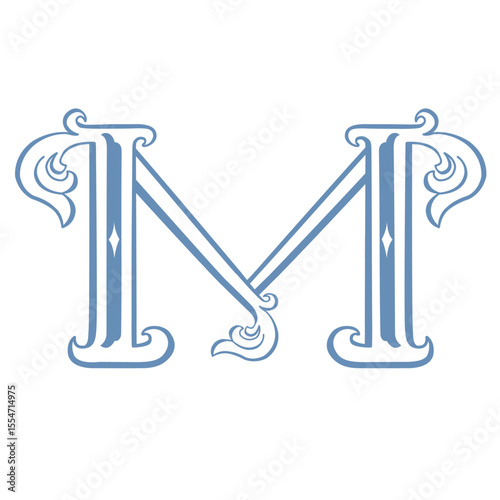 Vector Illustration of Vintage Letter and Monogram M.