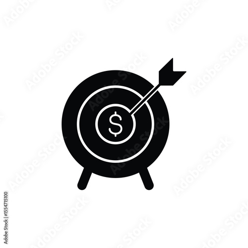 Icon depicting an arrow hitting a target with a dollar sign at the center, symbolizing financial success.