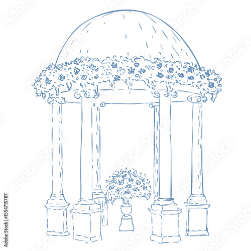 Vector Illustration of Wedding Gazebo on the White Background.