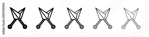 Kunai throwing knife icon flat simple outline logo