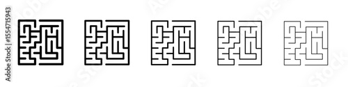 Labyrinth icon flat simple outline logo