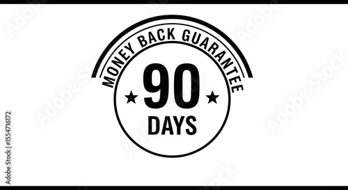 Black and White 90 Days Money Back Guarantee Badge Design