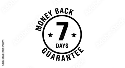 Black and White 7-Day Money Back Guarantee Oval Badge