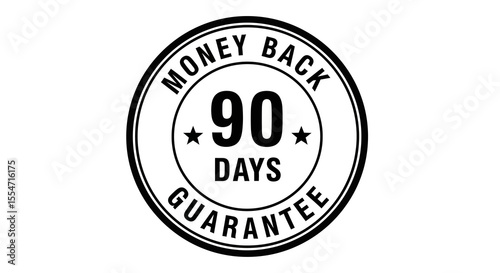 Black and White 90-Day Money Back Guarantee Oval Stamp