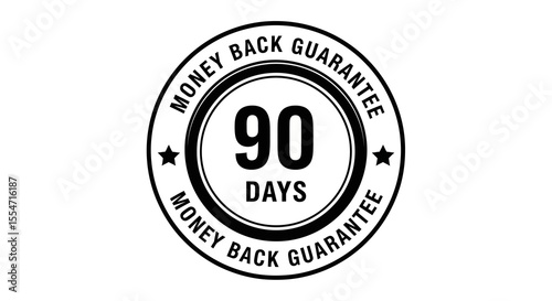 Black and White Money Back Guarantee Seal with 90 Days