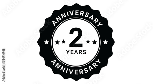 Black and White 2 Years Anniversary Badge Design
