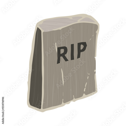 Wooden Gravestone with RIP Text Signifying Rest in Peace