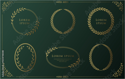 Elegant Gold Botanical Wreath Frames