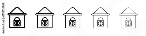 lock home icon flat simple outline logo