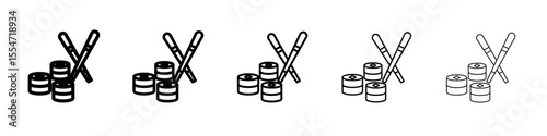 Maki sushi roll icon flat simple outline logo