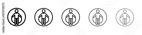 Man jumping with skipping rope icon flat simple outline logo