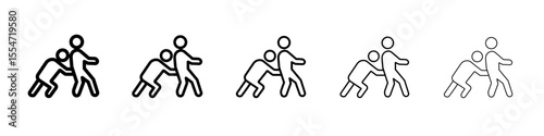 Man pushing another person icon flat simple outline logo