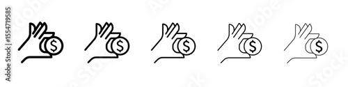 Man take money credit icon flat simple outline logo