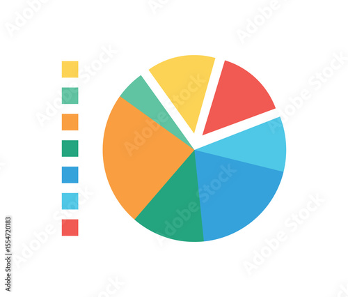 Colorful Pie Chart Vector, Data Visualization Graph Icon, Flat Pie Chart Infographic Design, Segmented Circle Chart for Stats, Analytics Pie Graph Vector Set