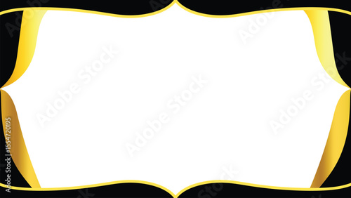 Elegant Curved Golden Frame with Black and White Background