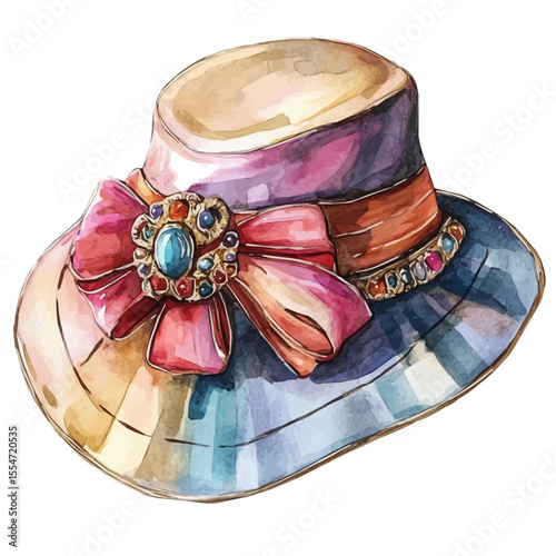 Hat Pin, watercolor drawing vector, isolated on a white background.