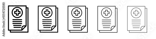 Medical report icon flat simple outline logo