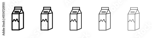 Milk carton icon flat simple outline logo