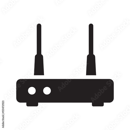 Wifi router icon for wireless internet connection and network access point device for lan signal and broadband modem communication technology vector solid glyph icon