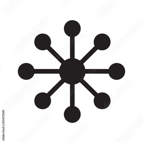 Network hub icon representing digital connection data distribution and communication technology for business and information systems management vector solid glyph