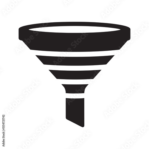 Sales funnel icon for marketing conversion and lead generation process filtering data to achieve a specific business goal and target audience vector solid glyph icon