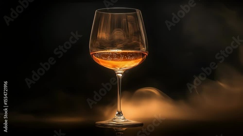 A glass of wine on a dark background