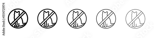 No cats allowed icon flat simple outline logo