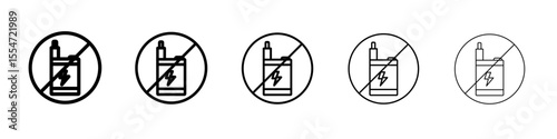 No Electronic Vaping icon flat simple outline logo