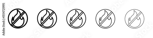 No fire icon flat simple outline logo