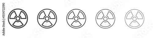 Nuclear icon flat simple outline logo