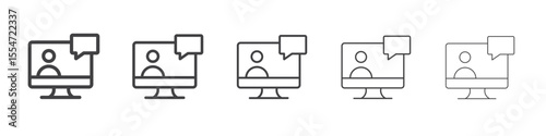 Online classes icon flat simple outline logo