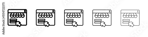 Online fabric shop line icon flat simple outline logo