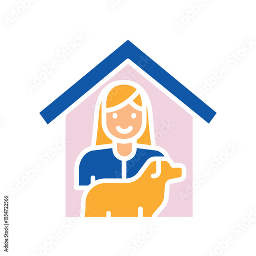 pet sitter color flat icon for digital and print projects.