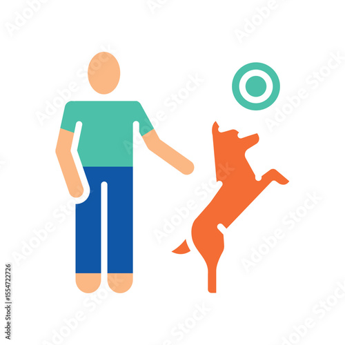 dog training color flat icon for digital and print projects.