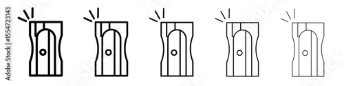 Pencil sharpener icon flat simple outline logo