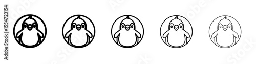 Penguin icon flat simple outline logo